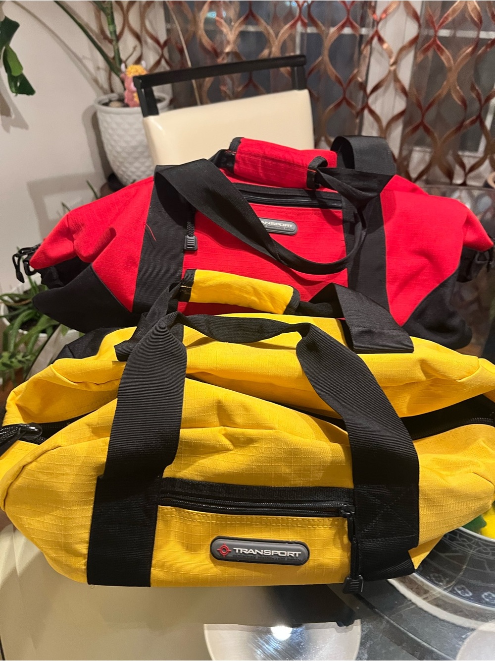 Set of 2 (Yellow and Red) Duffel Bag Set